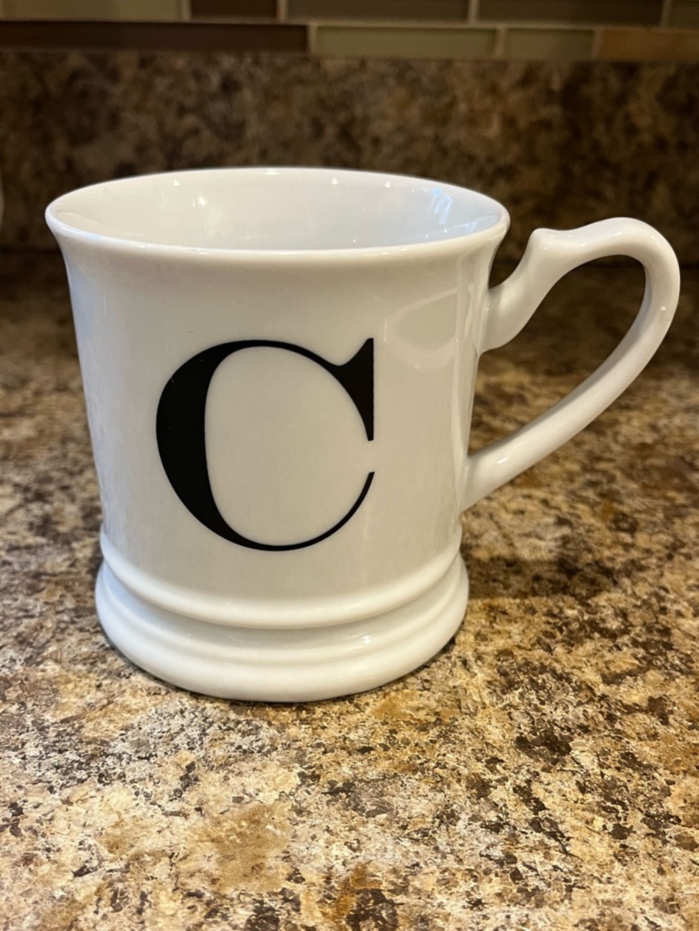 Williams Sonoma White Ceramic Mug with Black 'C' Monogram